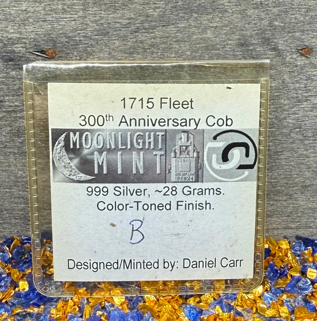 Colorized '1715 Fleet 300th Anniversary 8 Reales Silver Cob' Hand Crafted by Daniel Carr 28 Grams .999 Fine Silver Round Includes Wood Treasure Chest, Capsule & COA (Rare 1 of 18)