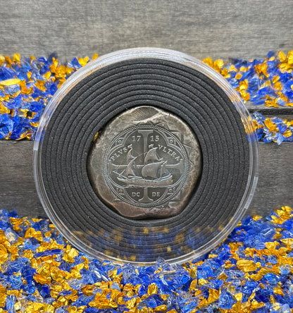 Colorized '1715 Fleet 300th Anniversary 8 Reales Silver Cob' Hand Crafted by Daniel Carr 28 Grams .999 Fine Silver Round Includes Wood Treasure Chest, Capsule & COA (Rare 1 of 18)
