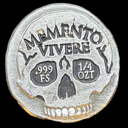 'Memento Vivere' Pirate Treasure by Mutiny Metals 1.25 Troy Ounce .999 Fine Silver Round 5 Piece Set Antique Finish Includes Wood Treasure Chest, Capsule & COA