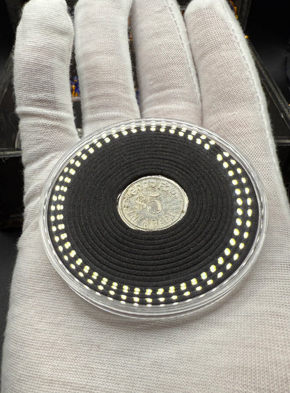 'Memento Vivere' Pirate Treasure by Mutiny Metals 1.25 Troy Ounce .999 Fine Silver Round 5 Piece Set Antique Finish Includes Wood Treasure Chest, Capsule & COA