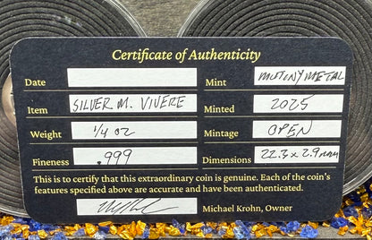 'Memento Vivere' Pirate Treasure by Mutiny Metals 1.25 Troy Ounce .999 Fine Silver Round 5 Piece Set Antique Finish Includes Wood Treasure Chest, Capsule & COA