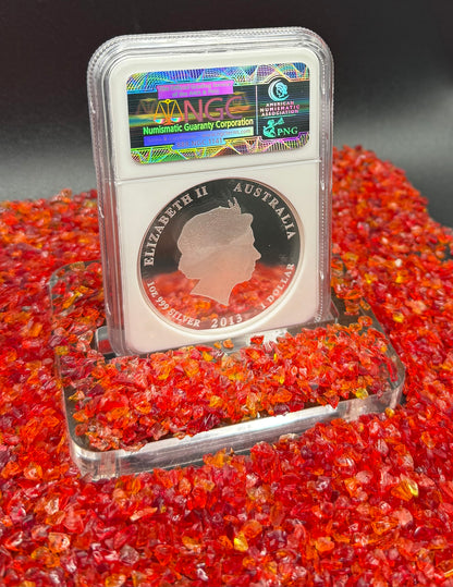Proof 2013 P Silver $1 Australia Lunar Series II Year of the Snake Colorized Yellow NGC PF70 Red Lunar Label New Holder (Rare 1 of 280)