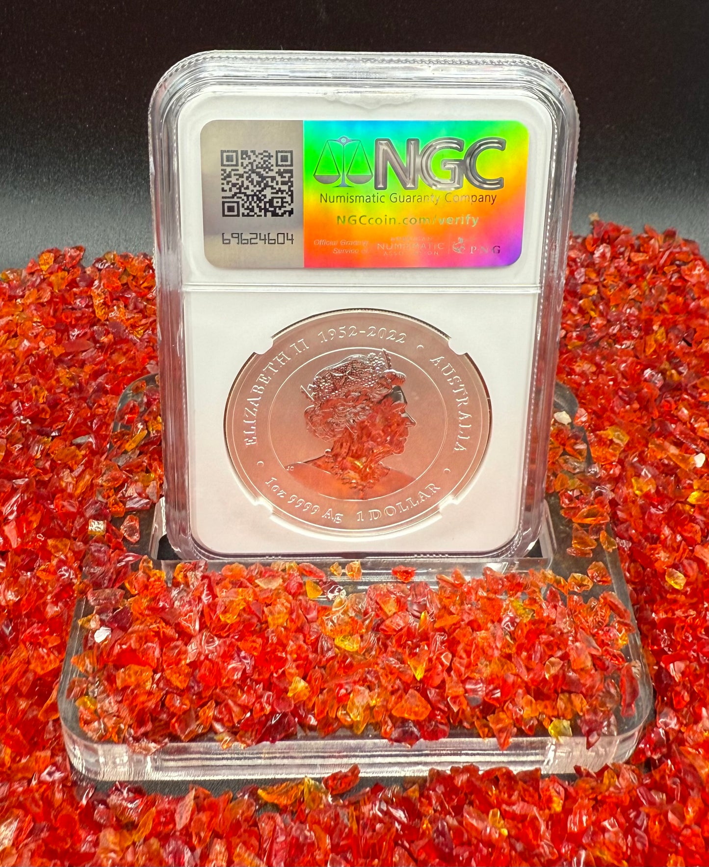 2024 P125 Silver $1 Australia Lunar Series III Year of the Dragon Blue Colorized NGC MS70 First Releases Perth Stamp & Coin Show Red Lunar Label New Holder (Rare 1 of 196)