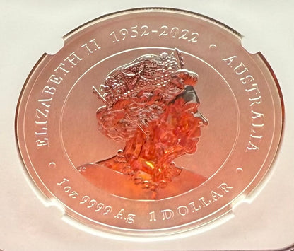 2024 P125 Silver $1 Australia Lunar Series III Year of the Dragon Blue Colorized NGC MS70 First Releases Perth Stamp & Coin Show Red Lunar Label New Holder (Rare 1 of 196)