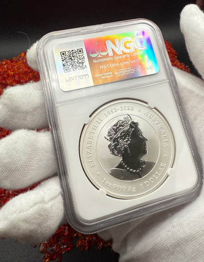 2024 P125 Silver $1 Australia Lunar Series III Year of the Dragon White Colorized NGC MS70 First Releases ANDA Melbourne Money Expo Red Lunar Label New Holder (Rare 1 of 114)