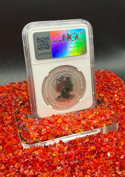 2024 P125 Silver $1 Australia Lunar Series III Year of the Dragon Teal Colorized NGC MS70 First Releases Perth ANDA Money Expo Red Lunar Label New Holder (Rare 1 of 173)