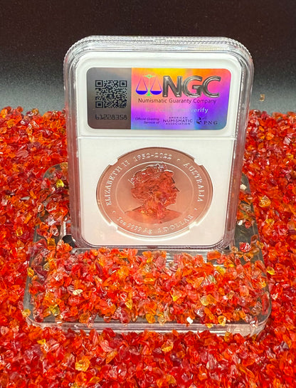 2024 P125 Silver $1 Australia Lunar Series III Year of the Dragon Teal Colorized NGC MS70 First Releases Perth ANDA Money Expo Red Lunar Label New Holder (Rare 1 of 173)