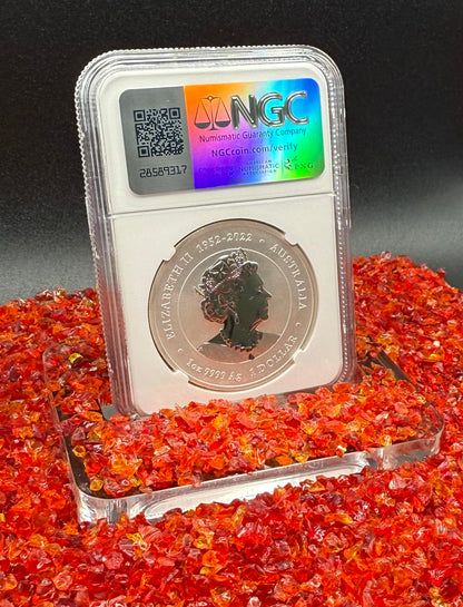 2024 P125 Silver $1 Australia Lunar Series III Year of the Dragon Gold Colorized NGC MS70 First Releases ANA Chicago Red Lunar Label New Holder (Rare 1 of 200)