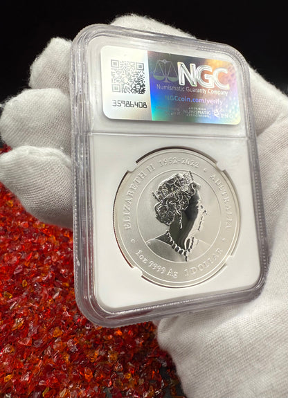 2024 P125 Silver $1 Australia Lunar Series III Year of the Dragon Purple Colorized NGC MS70 First Releases Limited Edition Red Lunar Label New Holder (Rare 1 of 168)