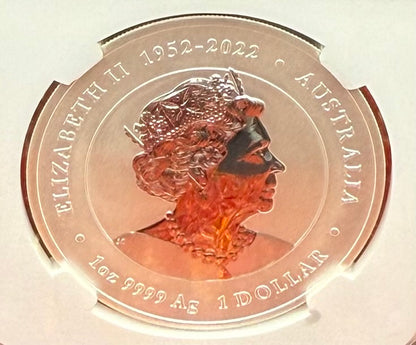 2024 P125 Silver $1 Australia Lunar Series III Year of the Dragon Purple Colorized NGC MS70 Brown Label New Holder (Rare 1 of 34)