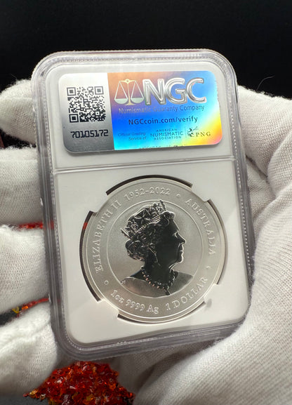 2024 P125 Silver $1 Australia Lunar Series III Year of the Dragon Lilac Colorized NGC MS70 ANDA Sydney Money Expo Brown Label New Holder (Rare 1 of 237)