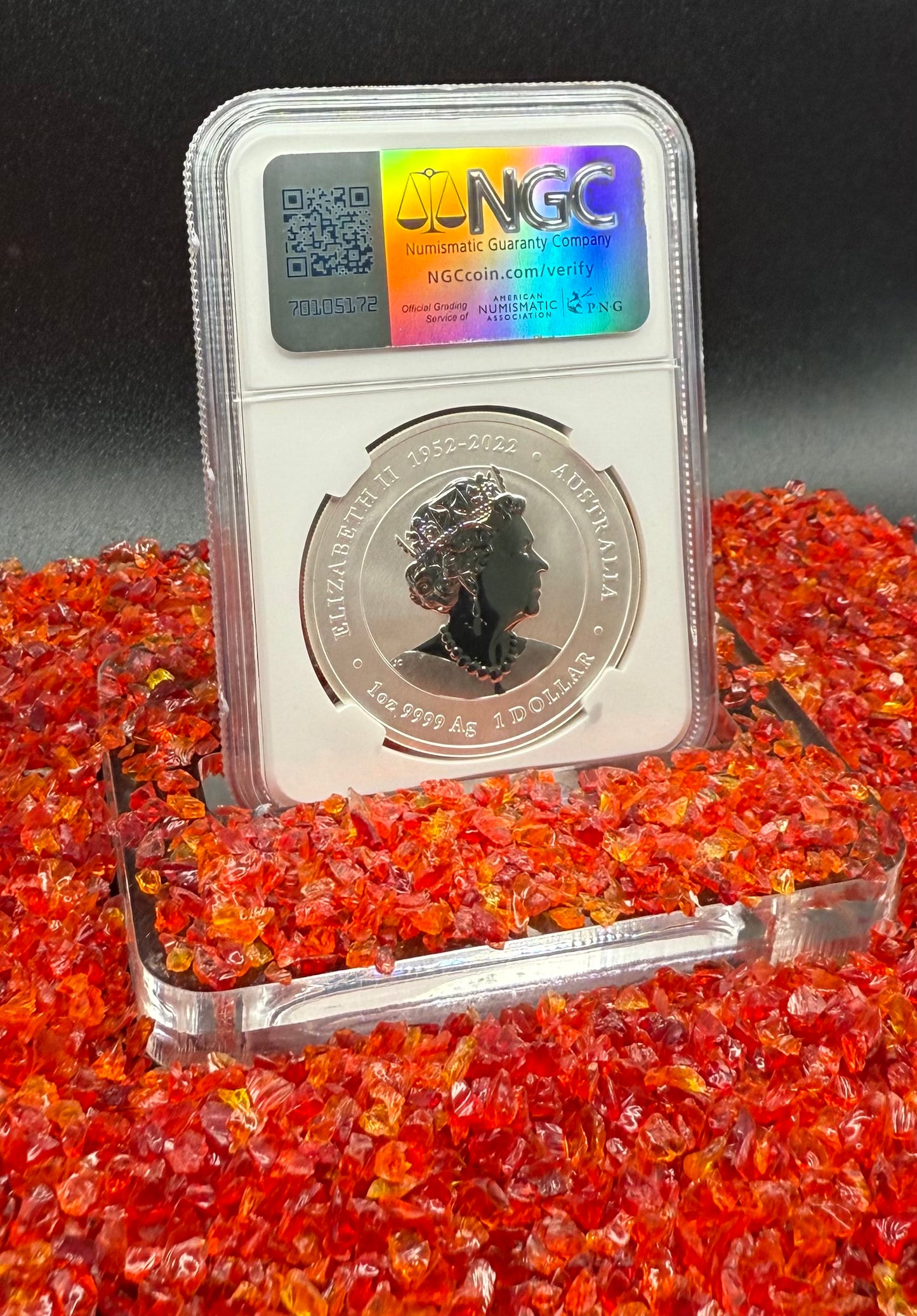 2024 P125 Silver $1 Australia Lunar Series III Year of the Dragon Lilac Colorized NGC MS70 ANDA Sydney Money Expo Brown Label New Holder (Rare 1 of 237)