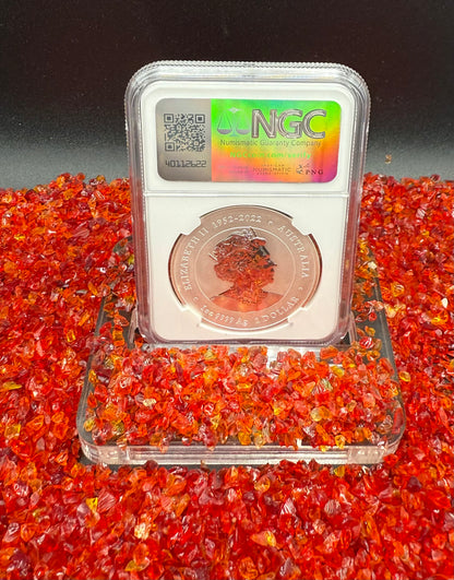 2024 P125 Silver $1 Australia Lunar Series III Year of the Dragon Red Colorized NGC MS70 Brown Label New Holder (Rare 1 of 90)