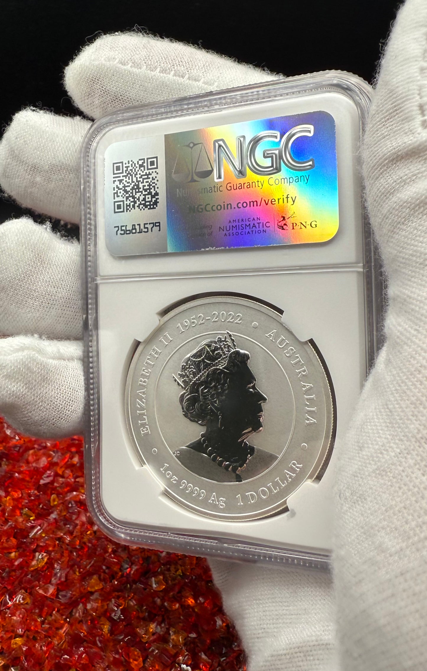 2024 P125 Silver $1 Australia Lunar Series III Year of the Dragon Red Colorized NGC MS70 Brown Label New Holder (Rare 1 of 90)