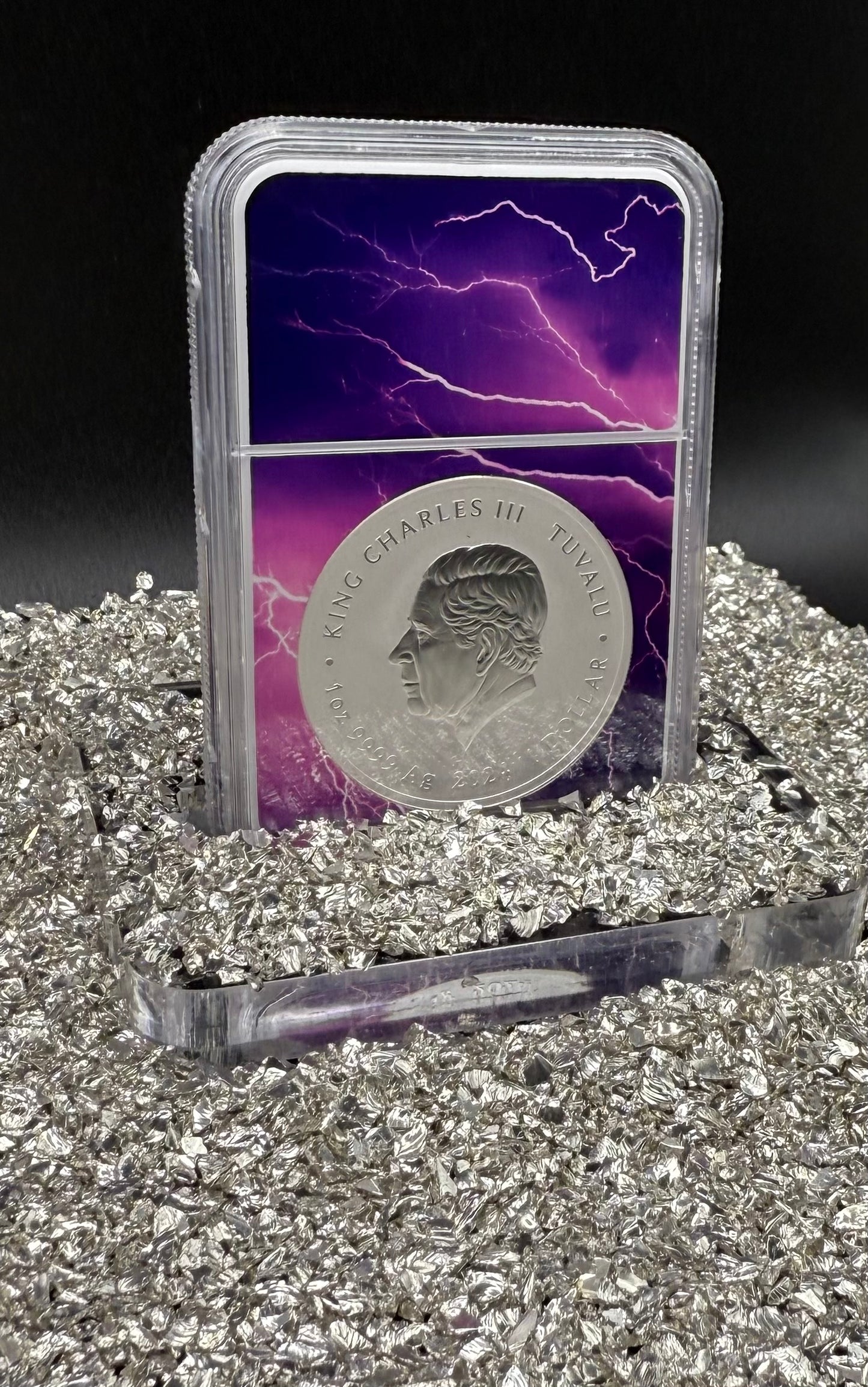 2024 Silver $1 Tuvalu Teenage Mutant Ninja Turtles 40th Anniversary NGC MS70 New Purple Lightening Holder (Rare 1 of 80)