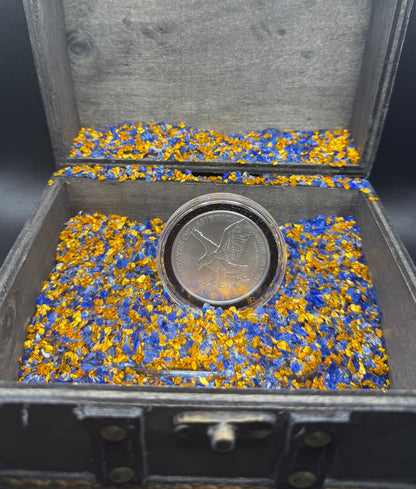 Colorized American Flag 2023 $1 American Silver Eagle Coin Brilliant Uncirculated Excellent Condition Satin Finish Includes New Capsule, COA & Wooden Treasure Box