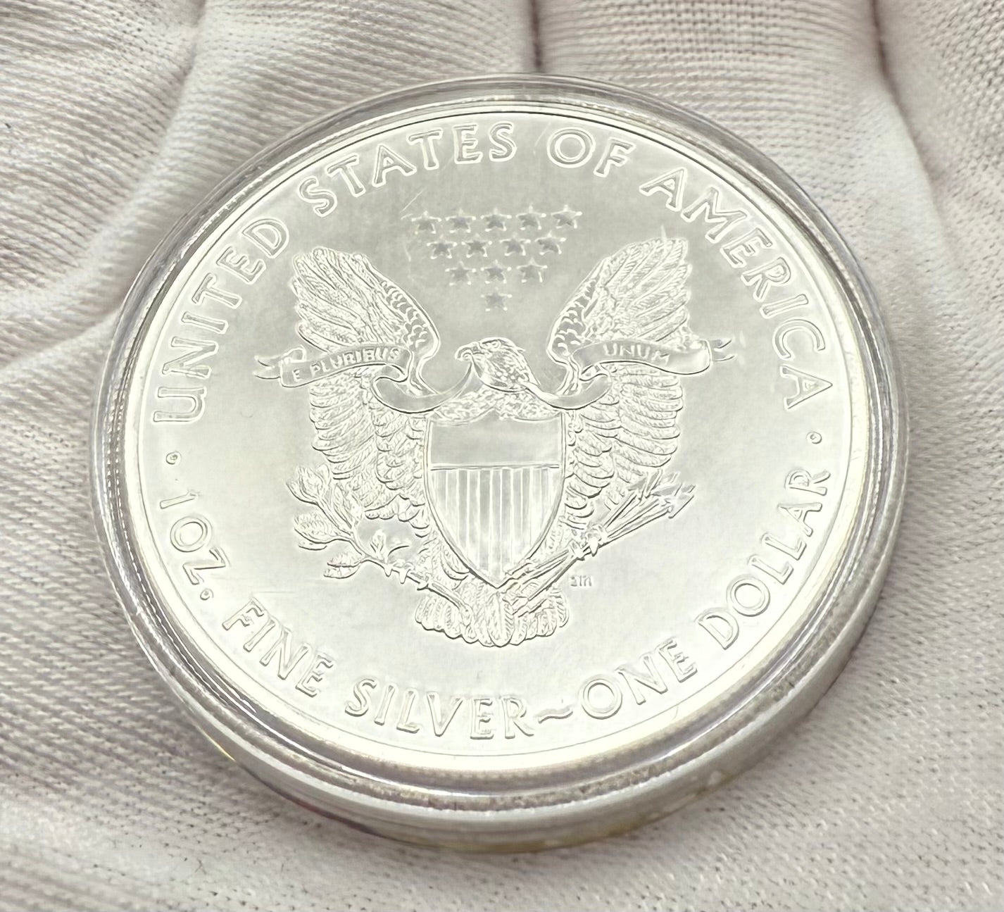 Colorized 4th of July Fireworks Gold Gilded Lady Liberty 2019 $1 American Silver Eagle Coin Brilliant Uncirculated Excellent Condition Satin Finish Includes New Capsule, COA, Littleton Box & Wooden Treasure Box