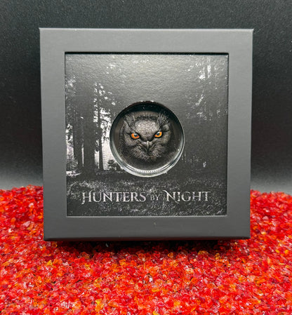 Proof 2021 $10 Palau Eagle Owl Hunters by Night 2 Ounce Silver .999 Obsidian Black Ultra High Relief Coin Rare 1 of 888 CIT Includes COA & Display Case