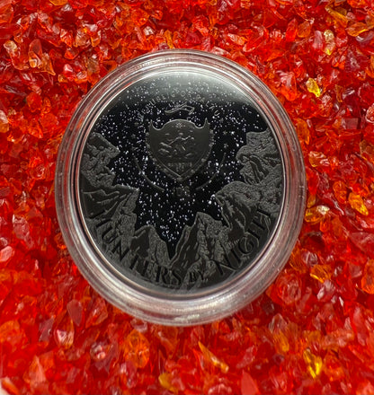 Proof 2023 $10 Palau Caiman Hunters by Night 2 Ounce Silver .999 Obsidian Black Ultra High Relief Coin Rare 1 of 888 CIT Includes COA & Display Case