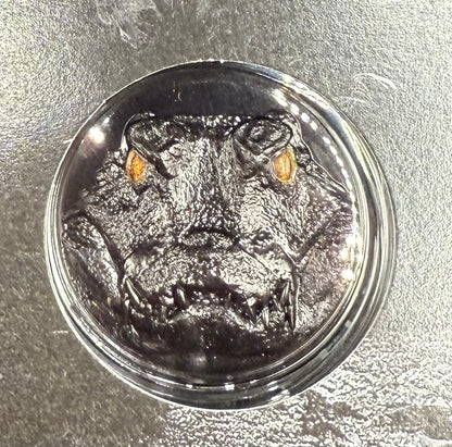 Proof 2023 $10 Palau Caiman Hunters by Night 2 Ounce Silver .999 Obsidian Black Ultra High Relief Coin Rare 1 of 888 CIT Includes COA & Display Case