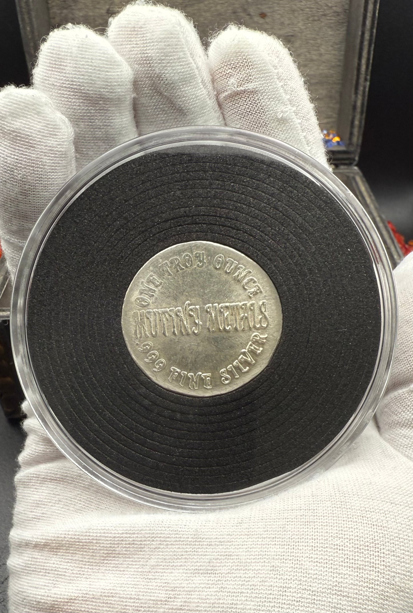 'Owl Amongst The Graves' Hand Crafted by Mutiny Metals 1 Troy Ounce .999 Fine Silver Round High Relief Antique Finish Includes Wood Treasure Chest, Capsule & COA. Limited Edition