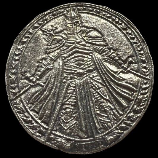 'Dragon Slayer' Hand Crafted by Drone Silver 26 Grams .999 Fine Silver Round Antique Finish Includes Wood Treasure Chest, Capsule & COA (1 of 20)