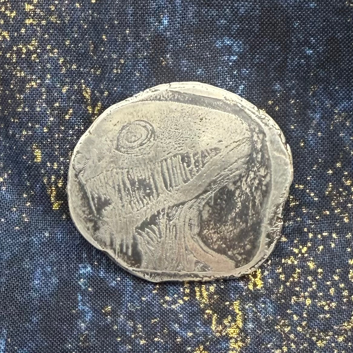 Monster - Electro Etched Art Hand Crafted by Taz Hand Pours Artist Sara Reynolds - Only 1 Ever Made - 16 gram .999 Fine Silver Round Satin Finish Includes Wood Treasure Chest, Capsule & COA