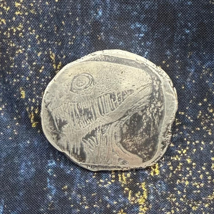 Monster - Electro Etched Art Hand Crafted by Taz Hand Pours Artist Sara Reynolds - Only 1 Ever Made - 16 gram .999 Fine Silver Round Satin Finish Includes Wood Treasure Chest, Capsule & COA