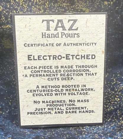 Monster - Electro Etched Art Hand Crafted by Taz Hand Pours Artist Sara Reynolds - Only 1 Ever Made - 16 gram .999 Fine Silver Round Satin Finish Includes Wood Treasure Chest, Capsule & COA