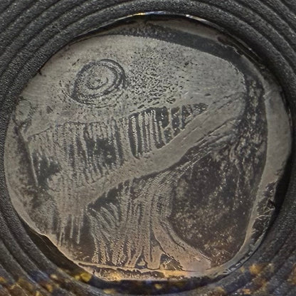 Monster - Electro Etched Art Hand Crafted by Taz Hand Pours Artist Sara Reynolds - Only 1 Ever Made - 16 gram .999 Fine Silver Round Satin Finish Includes Wood Treasure Chest, Capsule & COA