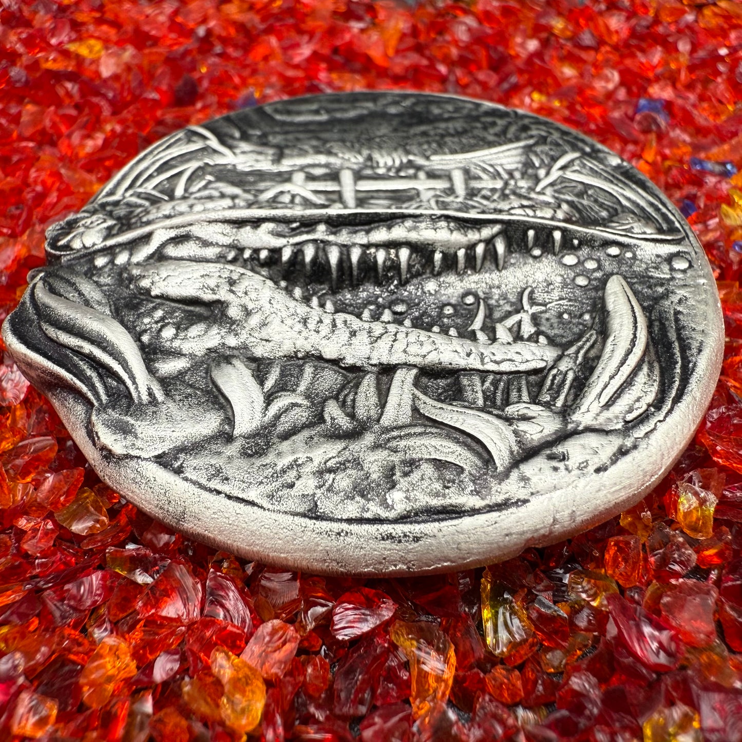 'Louisiana Nights' Hand Crafted by Locker Mint 3.2 oz .999 Fine Silver Round Antique Finish Includes Wood Display Case, Capsule & COA Mint Condition Limited Edition