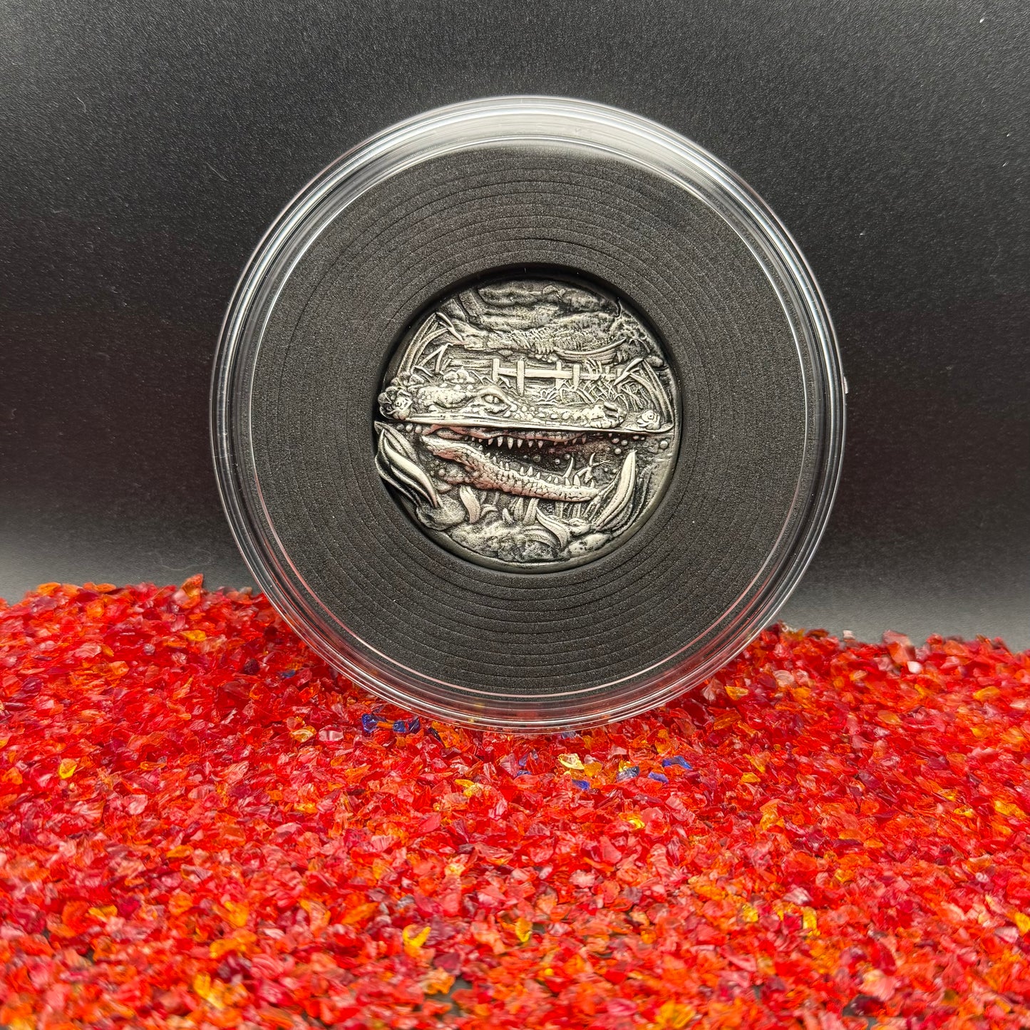 'Louisiana Nights' Hand Crafted by Locker Mint 3.2 oz .999 Fine Silver Round Antique Finish Includes Wood Display Case, Capsule & COA Mint Condition Limited Edition