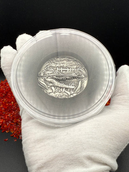 'Louisiana Nights' Hand Crafted by Locker Mint 3.2 oz .999 Fine Silver Round Antique Finish Includes Wood Display Case, Capsule & COA Mint Condition Limited Edition