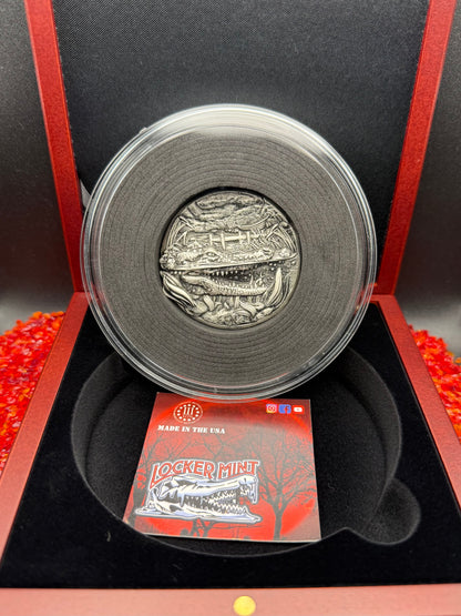 'Louisiana Nights' Hand Crafted by Locker Mint 3.2 oz .999 Fine Silver Round Antique Finish Includes Wood Display Case, Capsule & COA Mint Condition Limited Edition