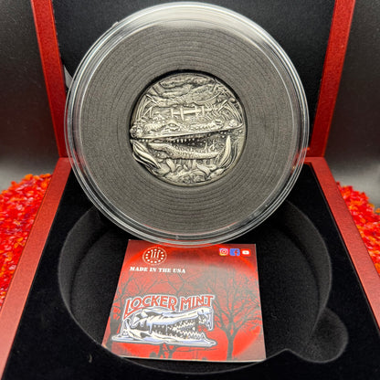 'Louisiana Nights' Hand Crafted by Locker Mint 3.2 oz .999 Fine Silver Round Antique Finish Includes Wood Display Case, Capsule & COA Mint Condition Limited Edition