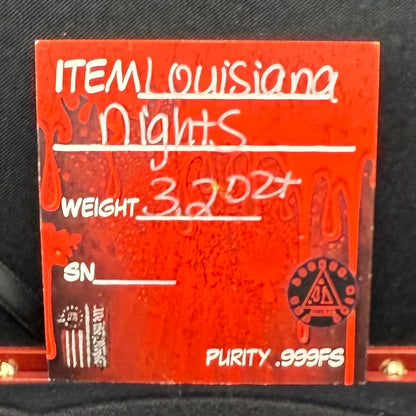 'Louisiana Nights' Hand Crafted by Locker Mint 3.2 oz .999 Fine Silver Round Antique Finish Includes Wood Display Case, Capsule & COA Mint Condition Limited Edition