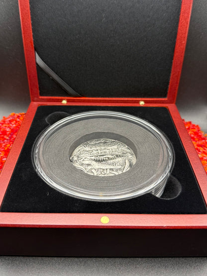 'Louisiana Nights' Hand Crafted by Locker Mint 3.2 oz .999 Fine Silver Round Antique Finish Includes Wood Display Case, Capsule & COA Mint Condition Limited Edition