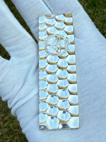 'Honey Bar' 4.14 oz .999 Fine Silver Bar, Hand Crafted by St Bee's in England, Shiny Finish, Includes Wood Treasure Chest, COA, Mint Condition, Limited Edition