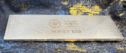 'Honey Bar' 4.14 oz .999 Fine Silver Bar, Hand Crafted by St Bee's in England, Shiny Finish, Includes Wood Treasure Chest, COA, Mint Condition, Limited Edition