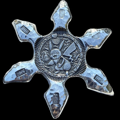 Pokémon 'Monster Pikachu Star' 5 oz .999 Fine Silver Star Hand Crafted by St Bee's in England, Shiny Finish, Includes Wood Display Box, Capsule, COA, Mint Condition (Prototype 1 of 1)