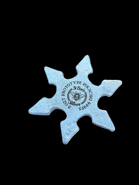 Pokémon 'Monster Pikachu Star' 5 oz .999 Fine Silver Star Hand Crafted by St Bee's in England, Shiny Finish, Includes Wood Display Box, Capsule, COA, Mint Condition (Prototype 1 of 1)