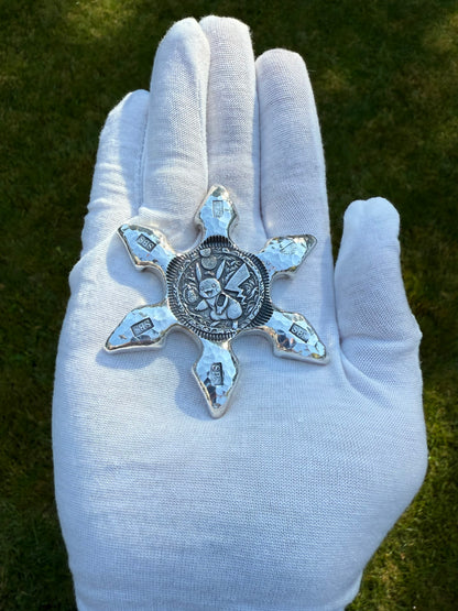 Pokémon 'Monster Pikachu Star' 5 oz .999 Fine Silver Star Hand Crafted by St Bee's in England, Shiny Finish, Includes Wood Display Box, Capsule, COA, Mint Condition (Prototype 1 of 1)