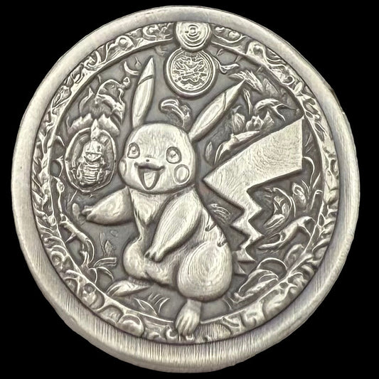 Pokémon 'Pikachu' 1 oz .999 Pure Silver Round Hand Crafted by St Bee's in England, Satin Finish, Includes Poké Ball & COA, Mint Condition Limited Edition