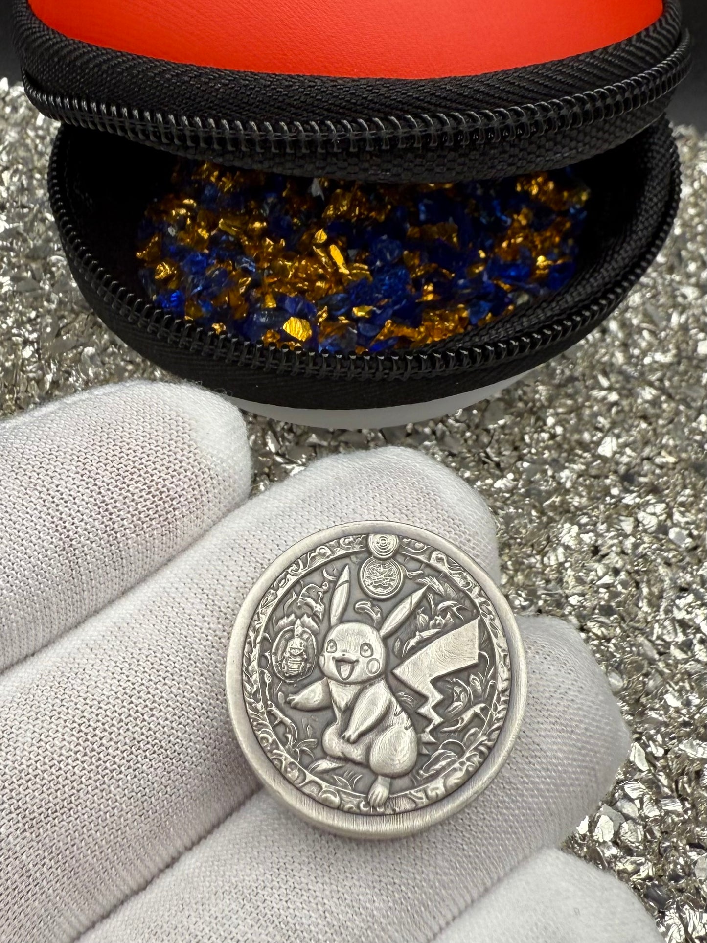 Pokémon 'Pikachu' 1 oz .999 Pure Silver Round Hand Crafted by St Bee's in England, Satin Finish, Includes Poké Ball & COA, Mint Condition Limited Edition