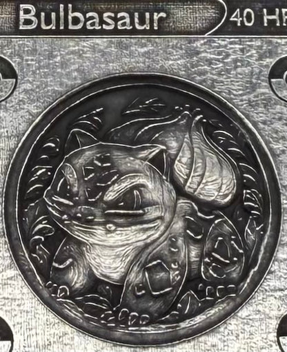 Pokémon Bulbasaur 2.44 oz .999 Pure Silver Trading Card Hand Crafted by St Bee's in England, Satin Finish, Includes Poké Ball & COA, Mint Condition Limited Edition