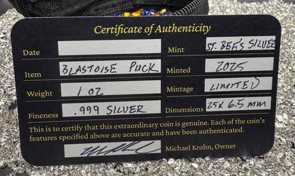 Pokémon 'Blastoise' 1 oz .999 Pure Silver Round Hand Crafted by St Bee's in England, Satin Finish, Includes Poké Ball & COA, Mint Condition Limited Edition