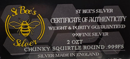 Pokémon 'Squirtle' 2 oz .999 Pure Silver Round Hand Crafted by St Bee's in England, Satin Finish, Includes Poké Ball & COA, Mint Condition Limited Edition