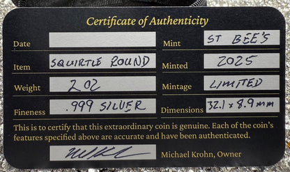 Pokémon 'Squirtle' 2 oz .999 Pure Silver Round Hand Crafted by St Bee's in England, Satin Finish, Includes Poké Ball & COA, Mint Condition Limited Edition