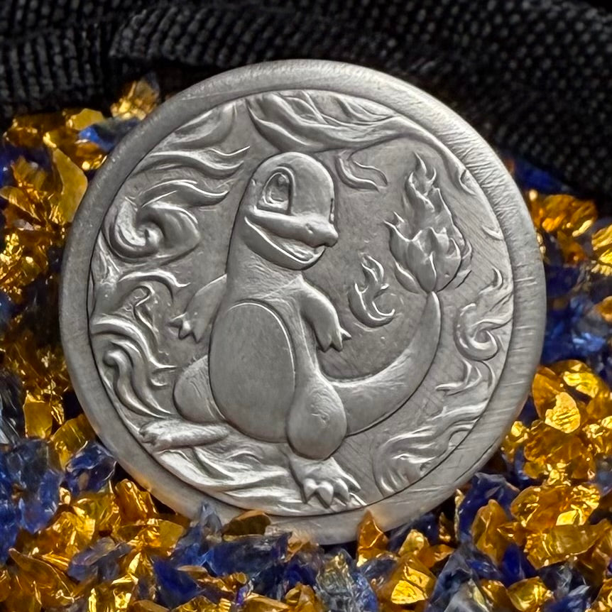Pokémon 'Charmander' 1 oz .999 Pure Silver Round Hand Crafted by St Bee's in England, Frosted Finish, Includes Poké Ball & COA, Mint Condition Limited Edition