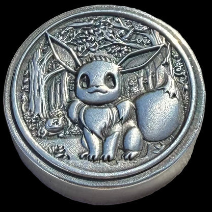 Pokémon ' Eevee' 1 oz .999 Pure Silver Round Hand Crafted by St Bee's in England, Satin Finish, Includes Poké Ball & COA, Mint Condition Limited Edition